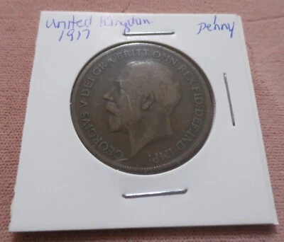 1917 Reino Unido Grã-Bretanha 1 centavo King Georgivs V moeda grande UK6 - Imagem 1 de 4