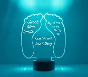 Luz de huella de bebé, regalo personalizado grabado GRATIS para habitación de bebé lámpara nocturna LED - Imagen 1 de 9