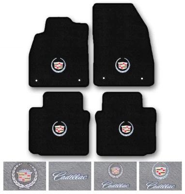 Juego de alfombrillas de 4 piezas para autos Cadillac 1976-2018 - Elige logotipo y color Foto 1 de 4