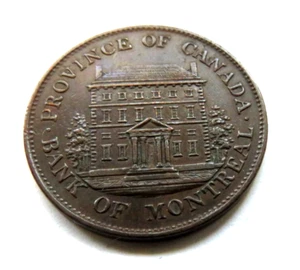 1844 PROVINCIA DE CANADÁ BANCO DE MONTREAL MEDIO PENIQUE BANCO FICHA - Imagen 1 de 2