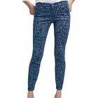 Anthro Pilcro & the Letterpress Blue Leopard Velour Skinny Moto Jeans Size 25