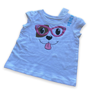 The Children's Place Girls Top Size 9-12 Months Glittery Puppy Dog Glasses NEW