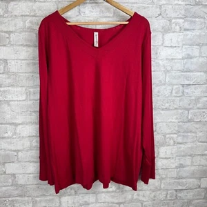 Cacique Soft Modal Cotton Knit Top Plus 22/24 Red V Neck Casual Lounge Sleepwear - Picture 1 of 12