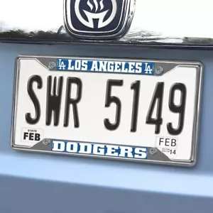 MLB - Los Angeles Dodgers Chrome Metal License Plate Frame, 6.25in x 12.25in - Picture 1 of 5