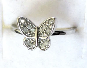 Anillo Mariposa Diamante Natural / Talla 6 / Plata de Ley 925 / 0.1ct - Imagen 1 de 4