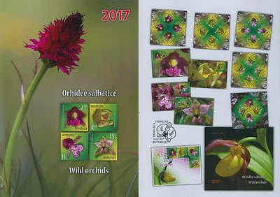 Rumänien 2017 Orchideen,Orchids,Orquídeas,Orchidées Mi.7171-74,KB,Block 690,FDC — 第 1/2 张图片