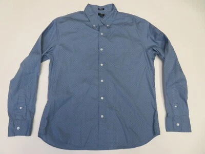 J Crew Shirt Mens XL Flex Washed Stretch Polka Dots Blue Button Down Slim - Image 1 of 4