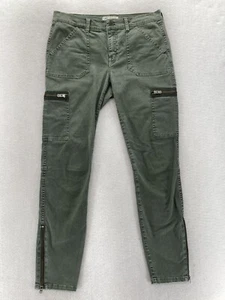 Madewell Skinny Fatigue Cargo Pants Women's 27 Green Stretch Mid Rise Zip Pocket - Picture 1 of 14