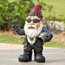 Gnome Biker Male with Helmet Figurine - Home / Garden Decor New Statue