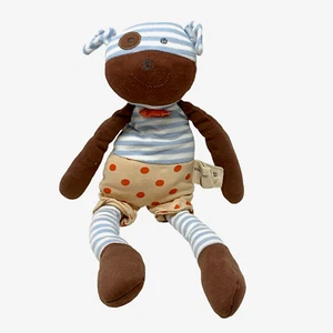 ORGANIC FARM BUDDIES cucciolo cane peluche sonaglio amorevole giocattolo per bambini strisce pois - Foto 1 di 4