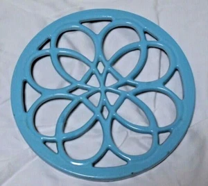 Set 2 Martha Stewart Cast Iron Enamel Trivet Blue Aqua Vintage Style Farmhouse - Picture 1 of 8