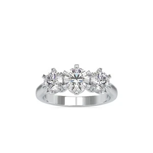 2ct F VS2 Lab Grown Diamond 10K White Solid Gold Three Stone Engagement Ring - Picture 1 of 13
