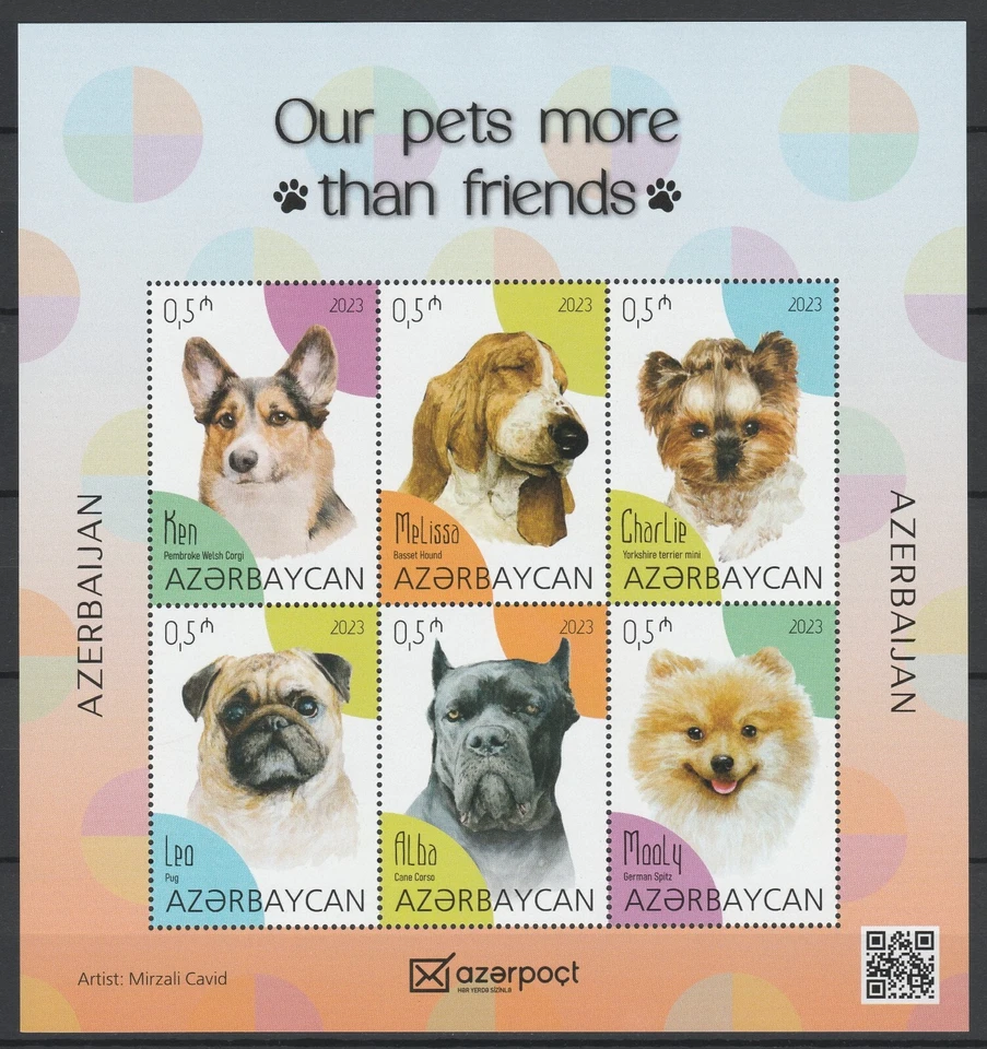 Azerbaijan 2023 Animals, Pets, Dogs MNH sheet - Image 1 of 1