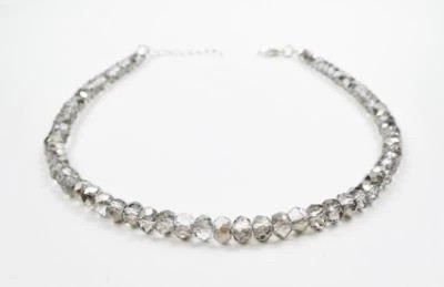 Collar Gargantilla Boho Minimal Chic Brillante Pequeño Facetado Gris Cristal Cuentas Foto 1 de 4