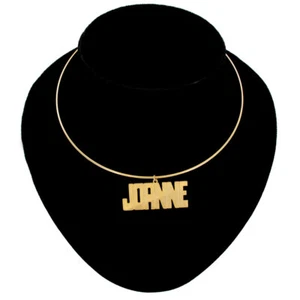 Joanne Name Jewelry Choker Gold Tone Bangle Wire Necklace Vintage 15 1/2" - Picture 1 of 2
