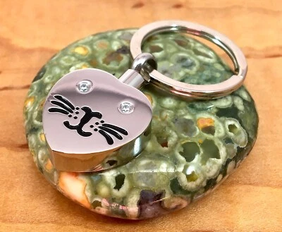 Llavero Urna Colgante Cremación Gato 1" Llavero para Cenizas Gatito Cristales Corazón Foto 1 de 4