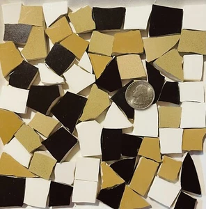 Broken  China Mosaic Tile Arts and Craft Supplies -  Brown & Beige Tiles F124 - Picture 1 of 1