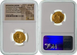 CONSTANTINO VII y ROMANO II. 945-959 d.C. AV Solidus (4,37 gm). NGC - Imagen 1 de 3