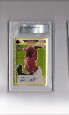 2021 Leaf Pro Set Metal Gold Super Prismatic Dylan Smith Rookie Auto 1/1 - Image 1 of 2