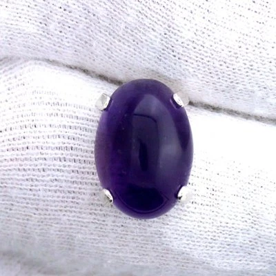 14x10 Oval Rich Amethyst Cabochon Gem .925 Pure Sterling Silver Tie Tack LPF93 - Image 1 of 2