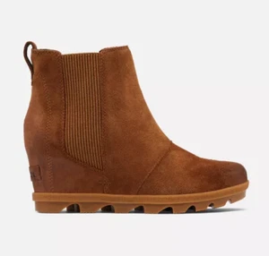 NEW SOREL Joan of Arctic Wedge II Waterproof Chelsea Boot US 10.5 Velvet Tan Gum - Picture 1 of 18