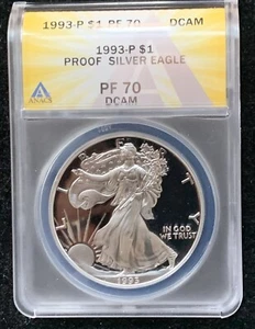 1993 P $1.00 Silver Eagle PF DCAM..... KEY DATE PROOF 70 - Picture 1 of 3