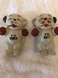 Vtg Anthropomorphic Bonzo Dog Cat I'm Salt And Pepper Shaker Set Damage (sp) - Picture 1 of 8