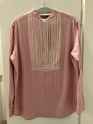 Ralph Lauren Polo Vintage Pink Key West Dress Pintuck Front Shirt Sz L - Image 1 of 4