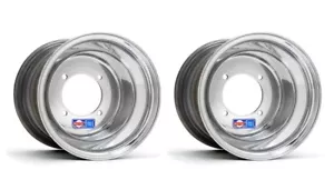 DWT Polished Rear ATV Wheels Rims 9" 9x9 4/110 4/130 TRX 250R 450R Pilot Odyssey - Picture 1 of 1