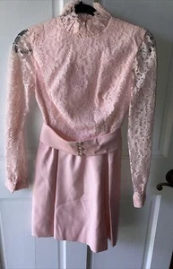 Jr Theme New York VTG 50's 60's Prom Formal Dress Union USA Size 5 Pink Lace - Picture 1 of 16