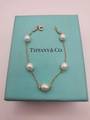Pulsera Tiffany Elsa Peretti 18k perlas por yarda 7 pulgadas Foto 1 de 4