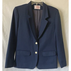 Pendleton Virgin Wool Navy Blazer Womens Petite Made In USA Sz 8 F30 Vintage 80s - Picture 1 of 9