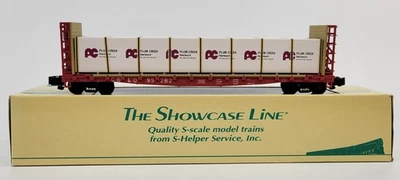 S-Gauge S-Helper 00159 CB&Q Bulkhead Flat Car W/Load - NIB Showcase Line - Image 1 of 4