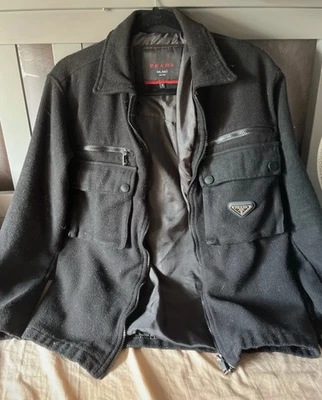 PRADA Milano Black Wool Utility Jacket Size Small Made In Italy - Image 1 of 4
