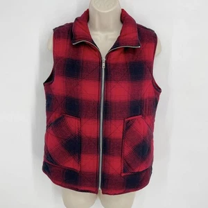 2Sable Plaid Vest NEW Womens Sz S Red Black Zip Front Quilted Insulated - Picture 1 of 6