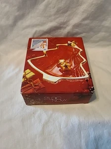 (D) STUDIO NOVA Yuletide Spirit Goldrand Weihnachtsbaumform Glas Süßigkeitenschale - Bild 1 von 7
