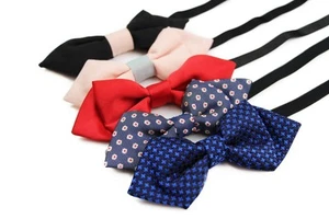 Boys Diamond Cotton Pattern Bow Tie Toddler Wedding Pageboy Black Blue Bowtie - Picture 1 of 13