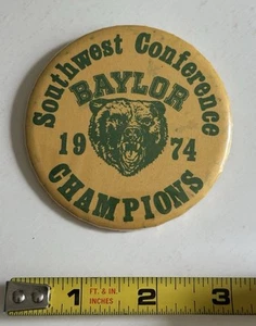 Vintage 1974 Baylor Bears Southwest Conference Football Champions Button - Imagen 1 de 2