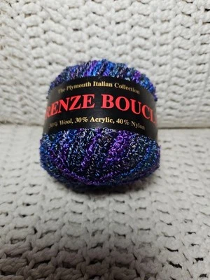 Firenze Boucle Yarn Plymouth 意大利系列蓝调和紫色 Col 446 50 克 — 第 1/3 张图片