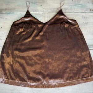 Senfkörner schimmernder Samt Rosegold Tank Damengröße Small neu mit Etikett - Bild 1 von 9