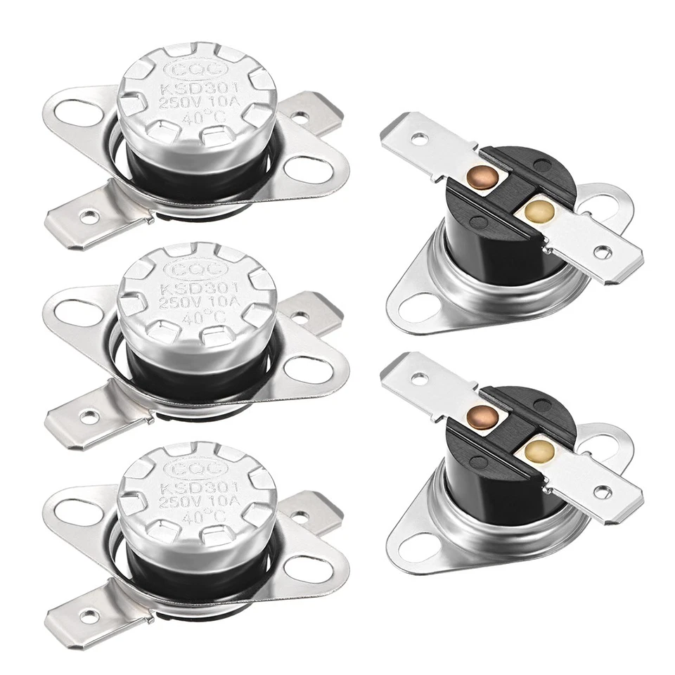 Temperature Control Switch Thermostat 40°C 10A Normally Open 6.3mm Pin 5pcs - Image 1 of 4