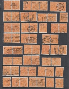 Colección AUSTRALIA de 54 estampillas de medio centavo naranja KGV 1/2d muchos pares usadas - Imagen 1 de 4
