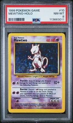 PSA 8 NM-MINT Pokemon TCG 1999 Mewtwo 010/102 Base Set Holo VINTAGE WOTC - Image 1 of 2