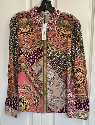NWT Alice + Olivia sz Large silk Willa top Desire Multicolor Combo Paisley $350 - Image 1 of 4