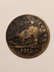 1812 NIEDERKANADA HALBER PENNY TIFFIN-MARKE KUPFER NOTMÜNZE FAIR KOSTENLOSER VERSAND  - Bild 1 von 2