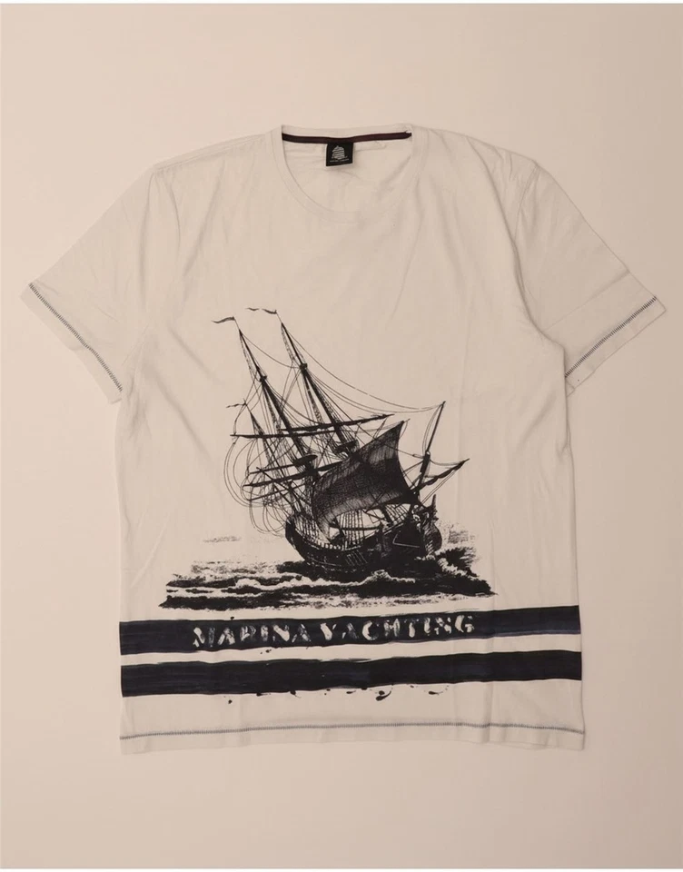 Camiseta Top Grande Blanca Algodón BY02 MARINA YACHTING Para Hombres Gráfico Foto 1 de 4