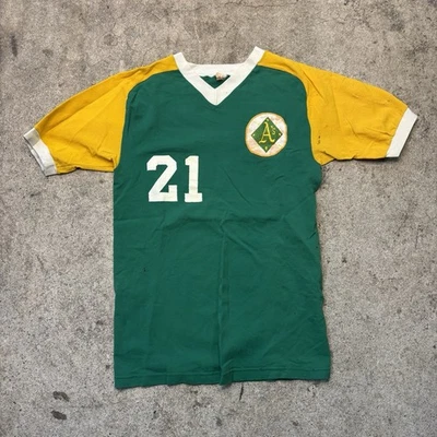 Camiseta deportiva vintage de béisbol atletismo de Oakland Russell años 70 para hombre pequeña dorada Foto 1 de 4