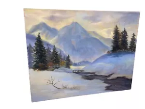 Original Art Painting Winter Mountains Colorado Rocky Mountains Unframed 11x14" - Picture 1 of 8