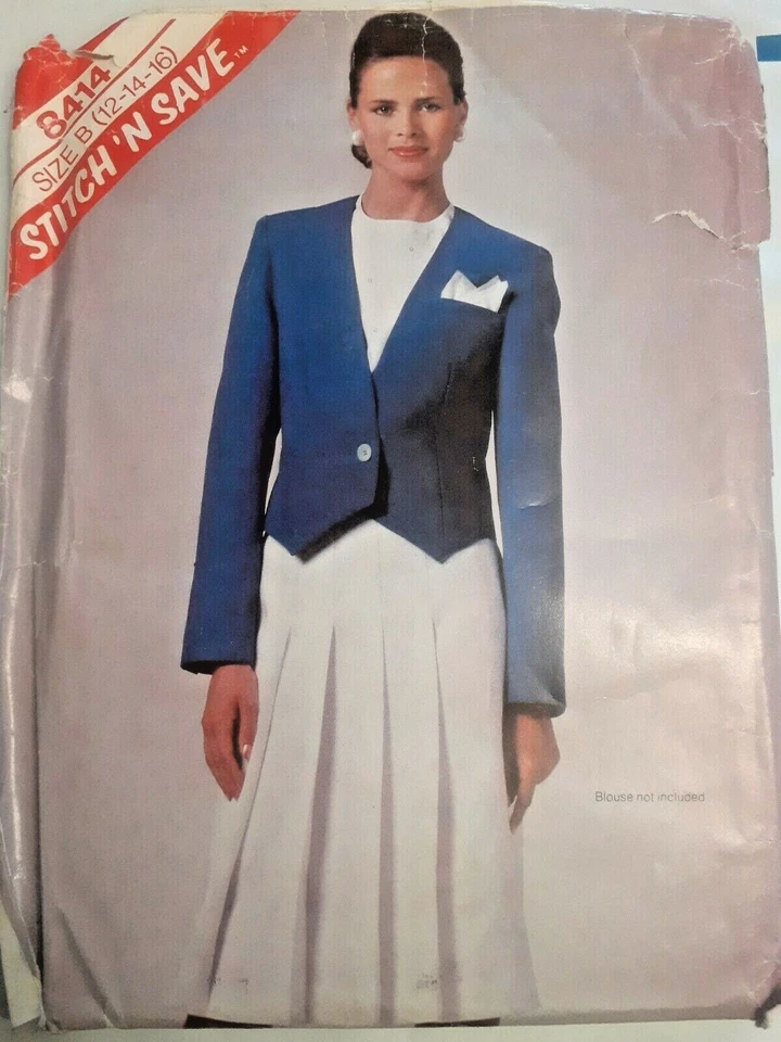 Skirt Blazer Jacket Fitted McCalls Stitch N Save 8414 Sewing Pattern 12 14 16  - Image 1 of 4