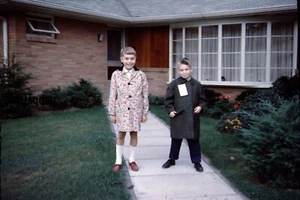 Vintage 35MM Slide Little Boy & Girl dressed up & posing 60’s - Picture 1 of 1